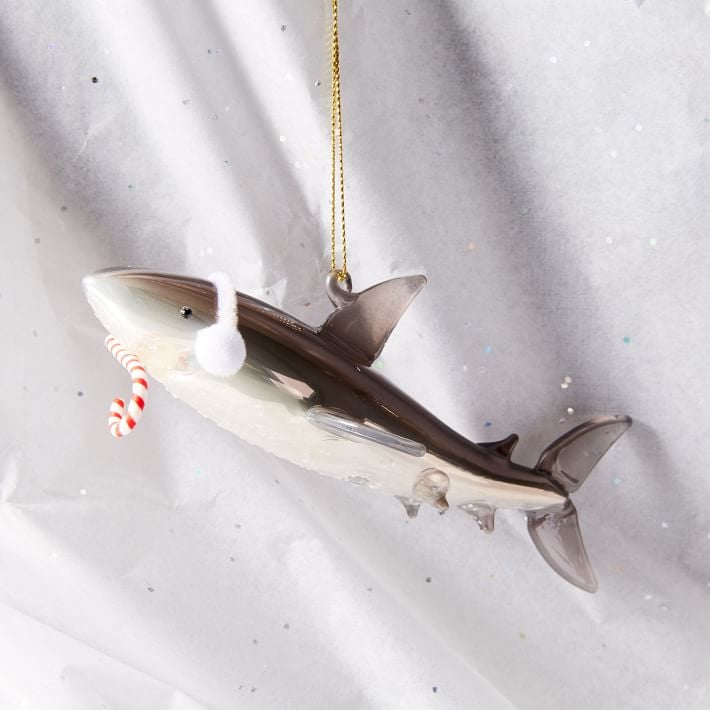 Glass Candy Cane Shark Ornament ($10, originally $14)