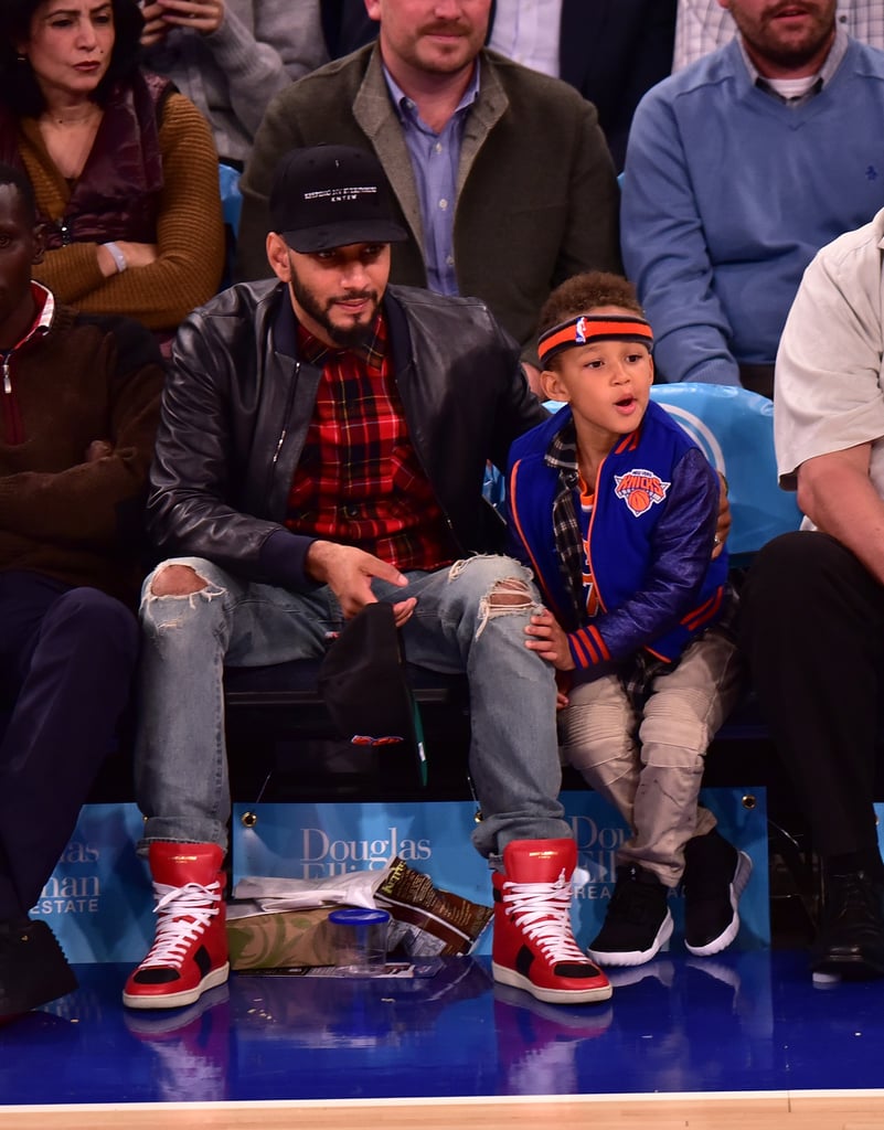 Swizz Beatz and Son at New York Knicks Game November 2015