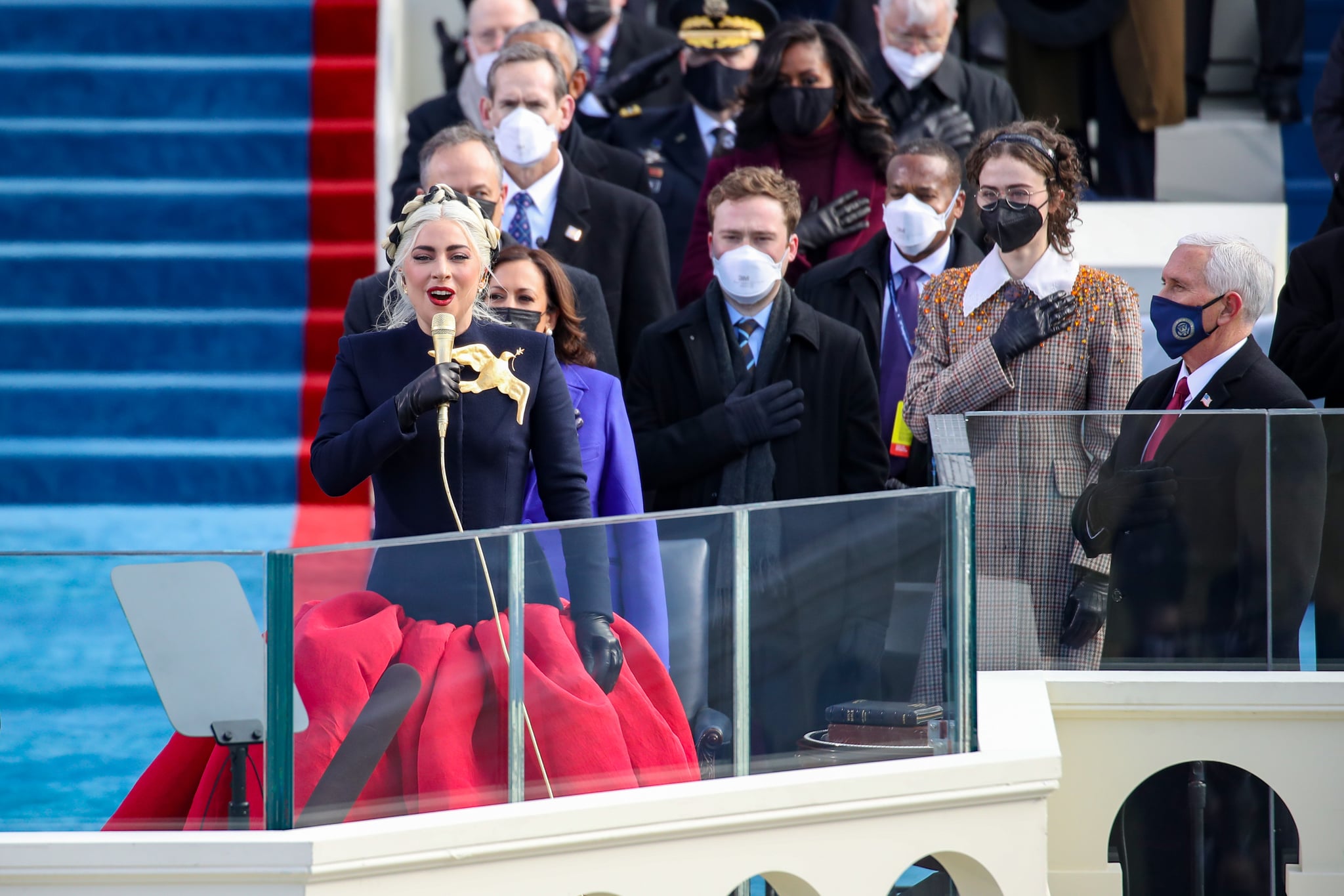 Lady Gaga Wore Custom Schiaparelli On Inauguration Day Popsugar Fashion This was done in clo3d. lady gaga wore custom schiaparelli on
