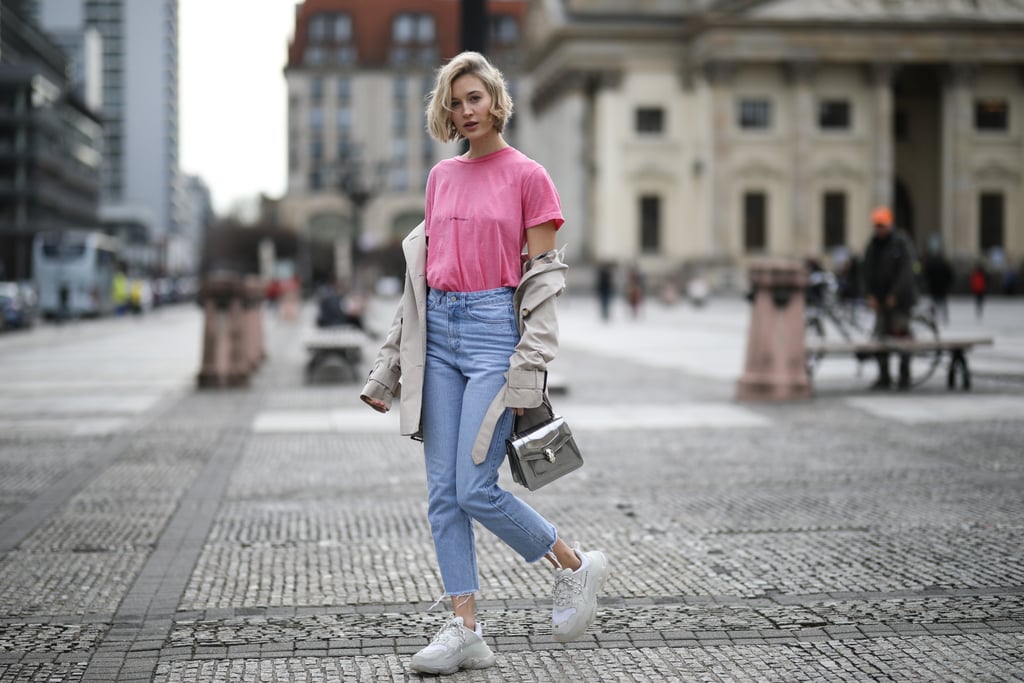 Mix up your t-shirt-and-jeans combo by swapping for a brighter colour on top.