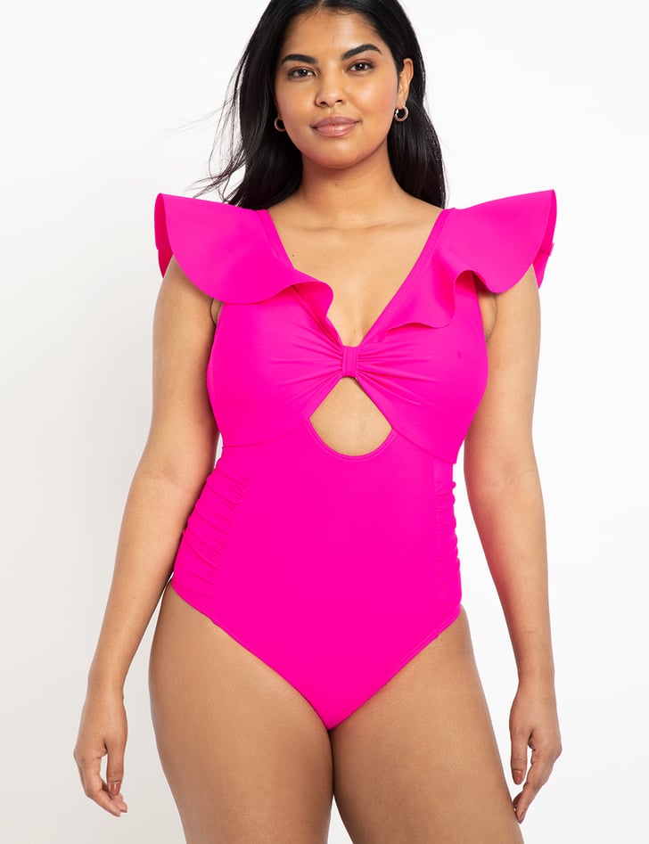 Pink ruffle 2024 one piece swimsuit