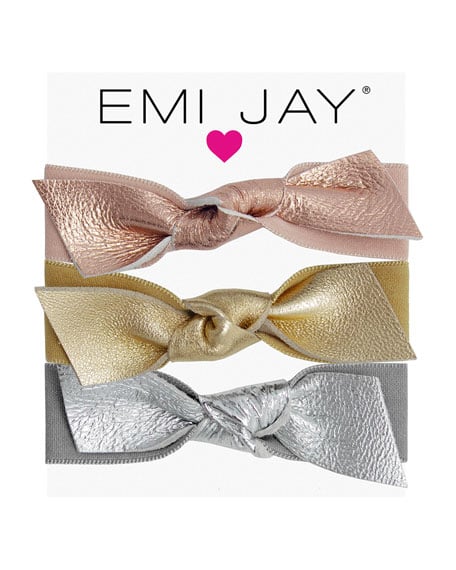 Emi Jay Metallic Leather Bow Hair Ties ($36)