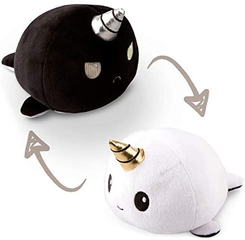 TeeTurtle Reversible Narwhal Plushie in Black and White