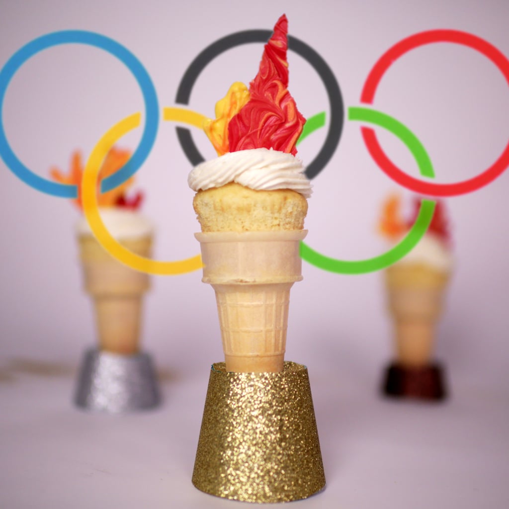 Go For the Gold With These Olympic Torch Cupcakes