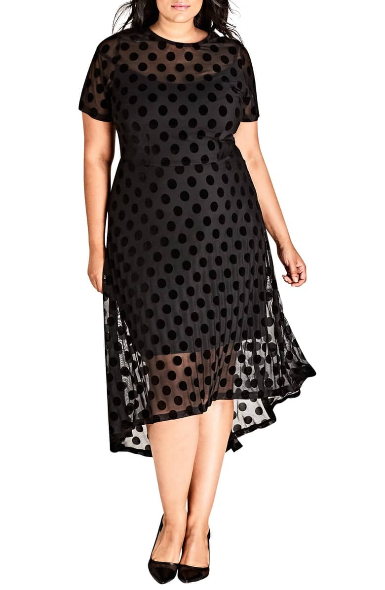 City Chic Spot Flock Dress