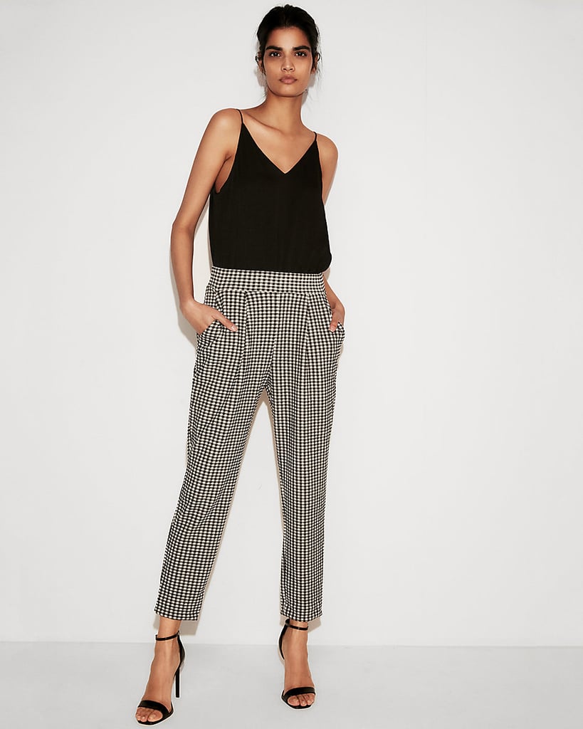 Express Mid-Rise Gingham Ankle Pants
