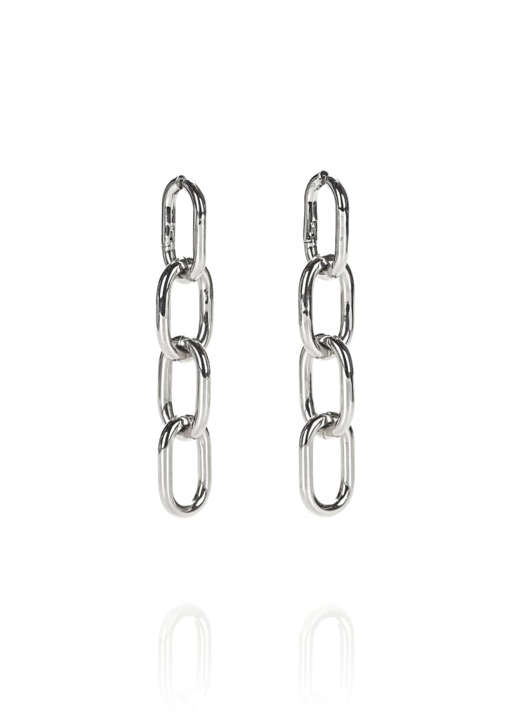 Alexander Wang Four-Link Chain Earrings in Rhodium ($295)