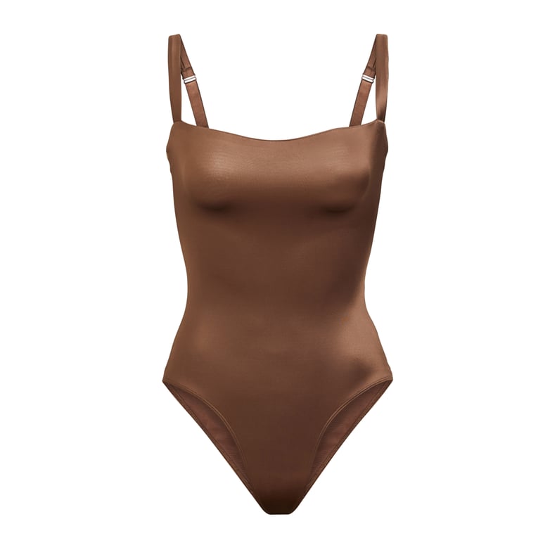 Track Stretch Satin Bodysuit - Bronze - 4X at Skims