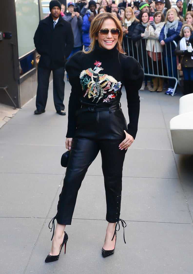 Wearing a Statement Sweater by Zuhair Murad With Marissa Webb Leather Pants