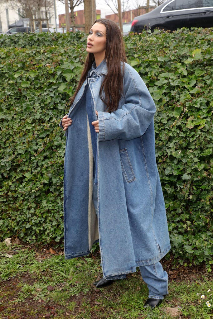 Bella Hadid Denim-on-Denim Outfit Paris Fashion Week Photos