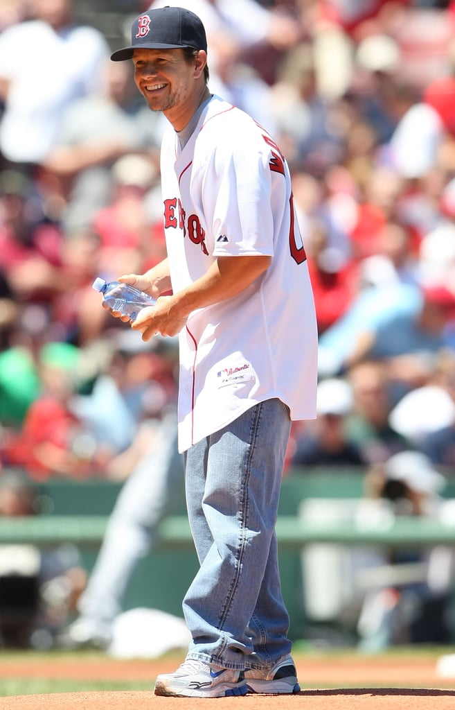 In July 2009, Mark Wahlberg wore his Boston Red Sox gear to throw out the first pitch at Fenway Park.