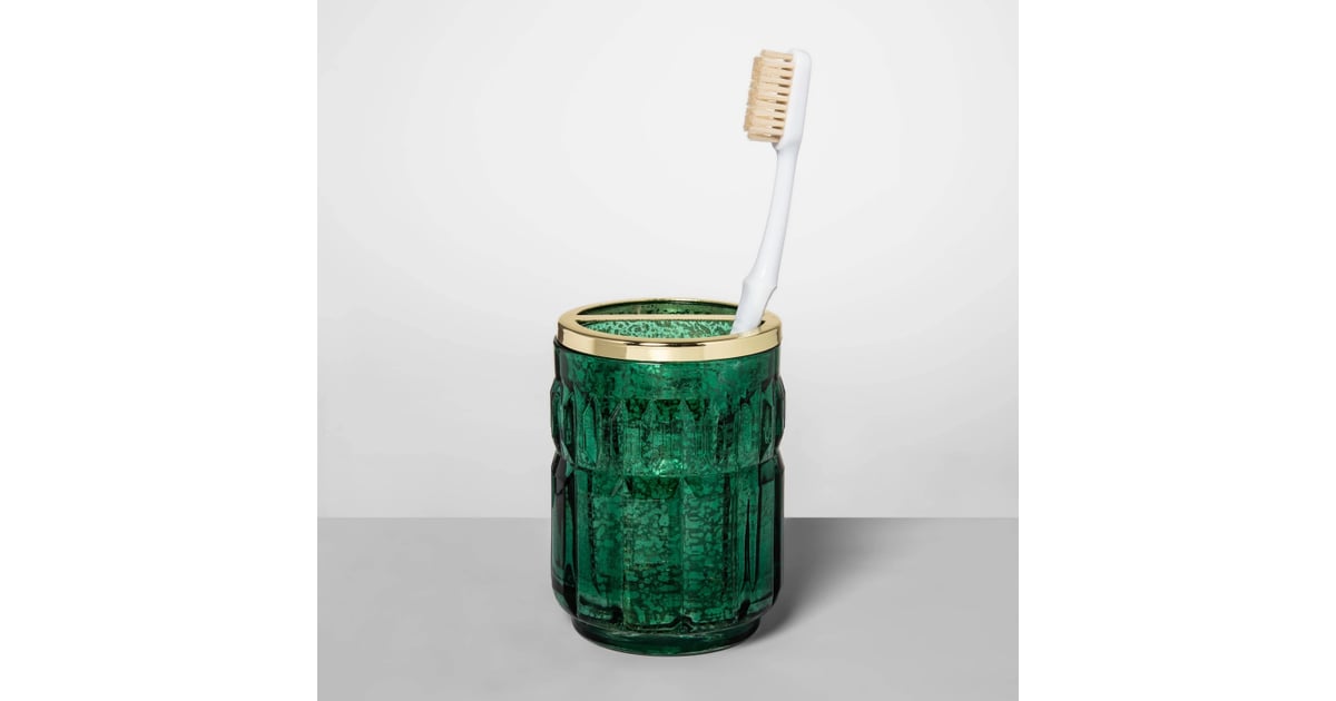 Indo Chic Mercury Glass Toothbrush Holder in Green Best Bathroom