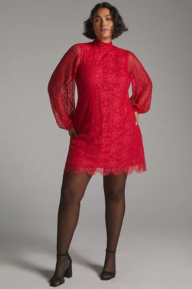 Merry and Bright: Maeve Open-Back Lace Mini Dress