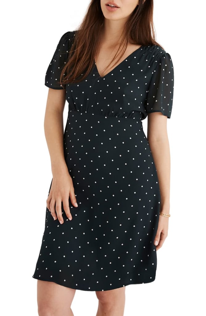 Madewell Dot Smocked-Shoulder Dress