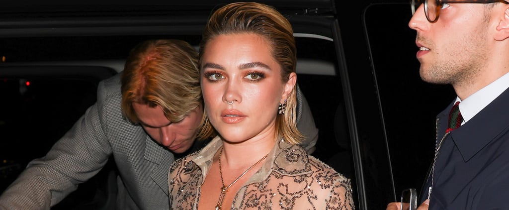 Florence Pugh Wears a Sheer Crop Top at Paris Fashion Week