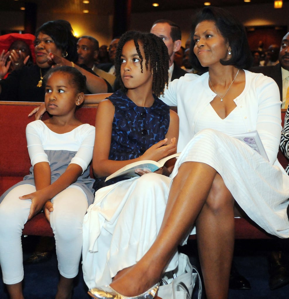 In June 2008, the Obama girls watched as then-candidate Barack gave a speech on Father's Day in Chicago.