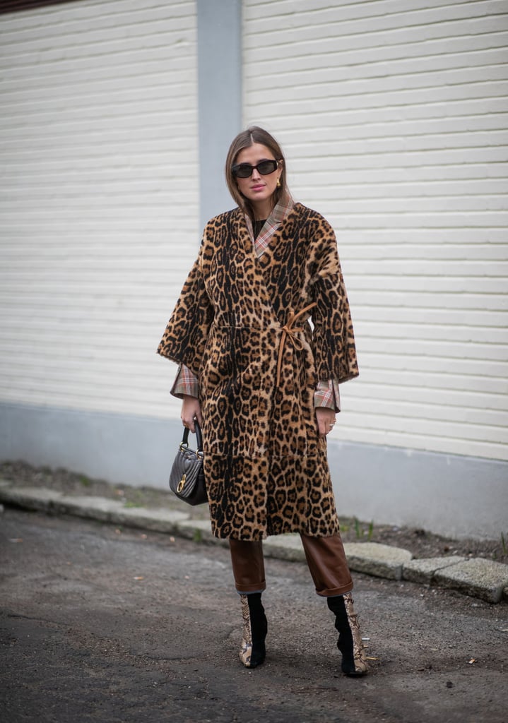 Style Your Leopard-Print Coat With: Brown Pants and Animal-Print Accessories