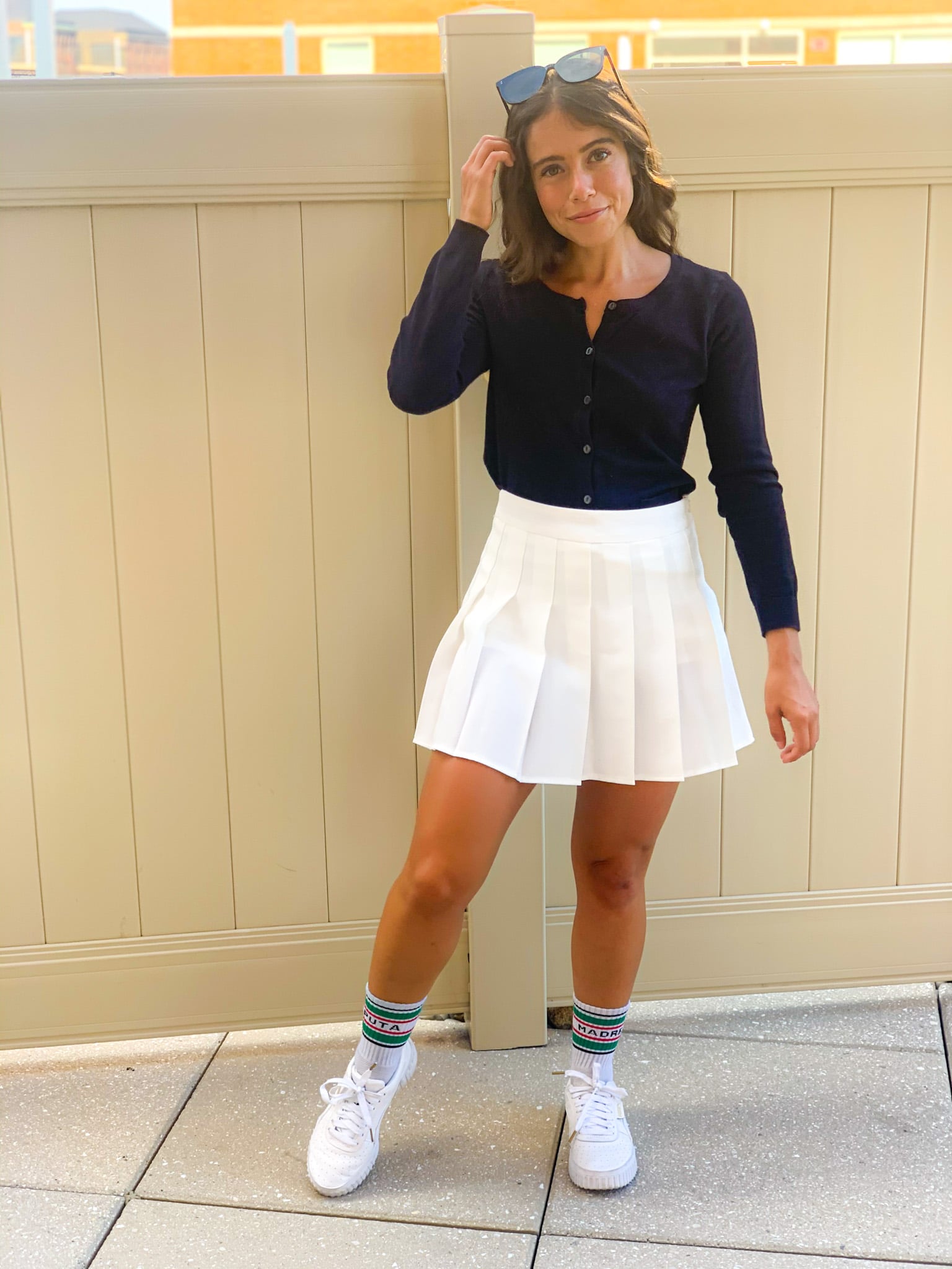 white tennis skirt outfit