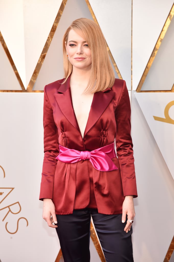 Emma Stone Louis Vuitton Trouser Suit at the Oscars 2018