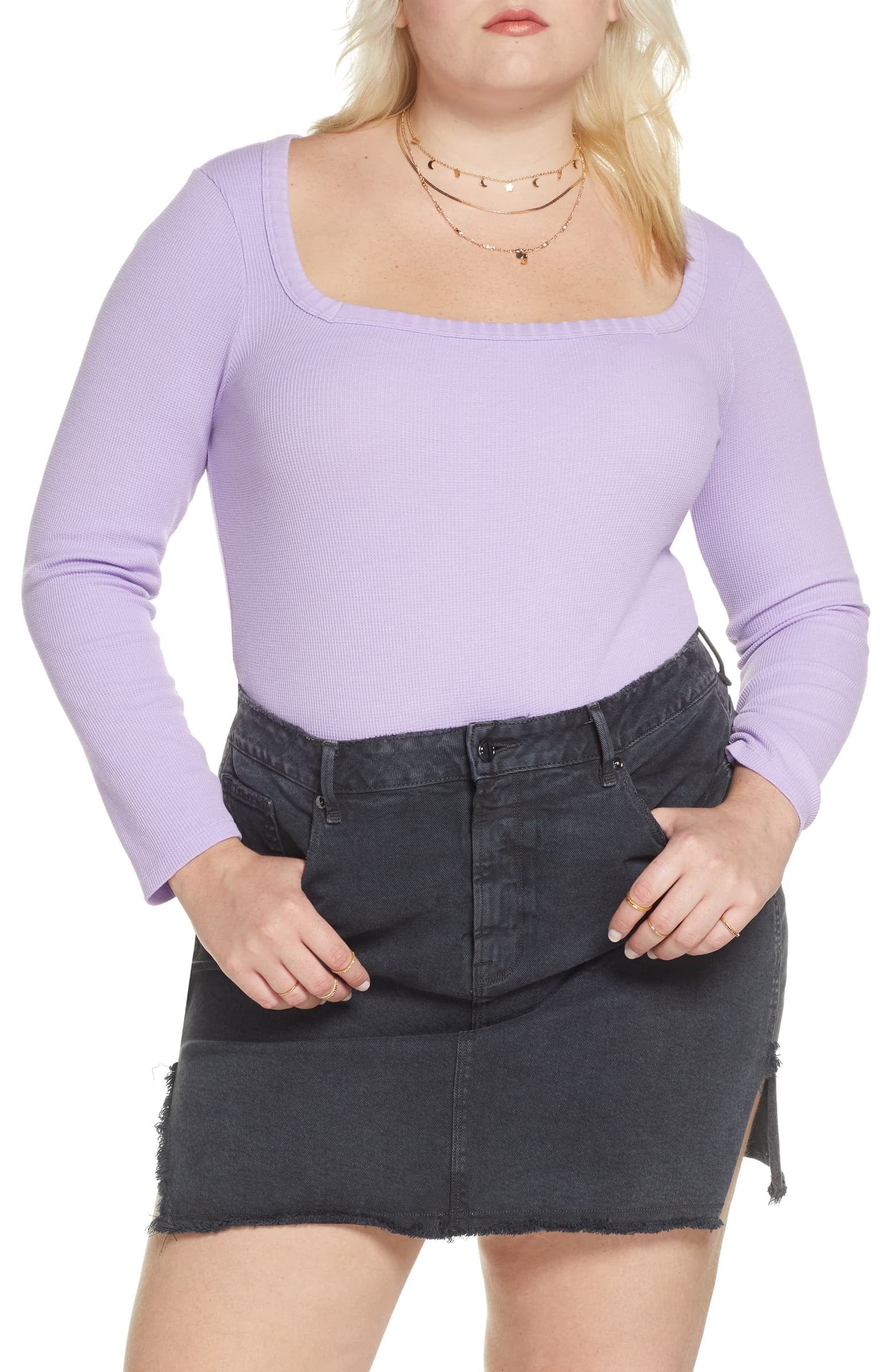 BP. x Claudia Sulewski Square Neck Thermal Top | Curvy Girls, Meet Your  Fall 2019 Wardrobe Staples | POPSUGAR Fashion Photo 12