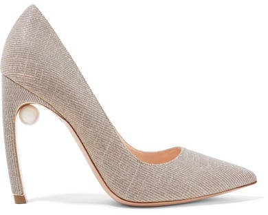 Nicholas Kirkwood Mira Embellished Textured-lamé Pumps