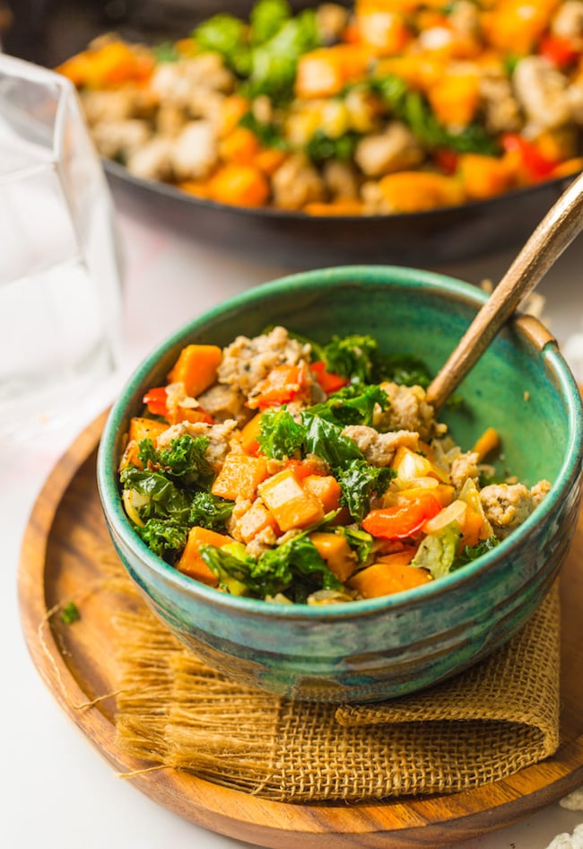 Whole30 Sausage Kale Sweet Potato Hash