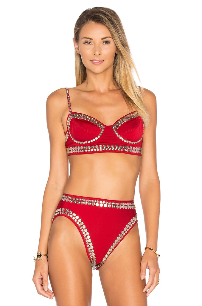 Norma Kamali Studded Underwire Top ($375) and High-Waisted Bottoms ($365)