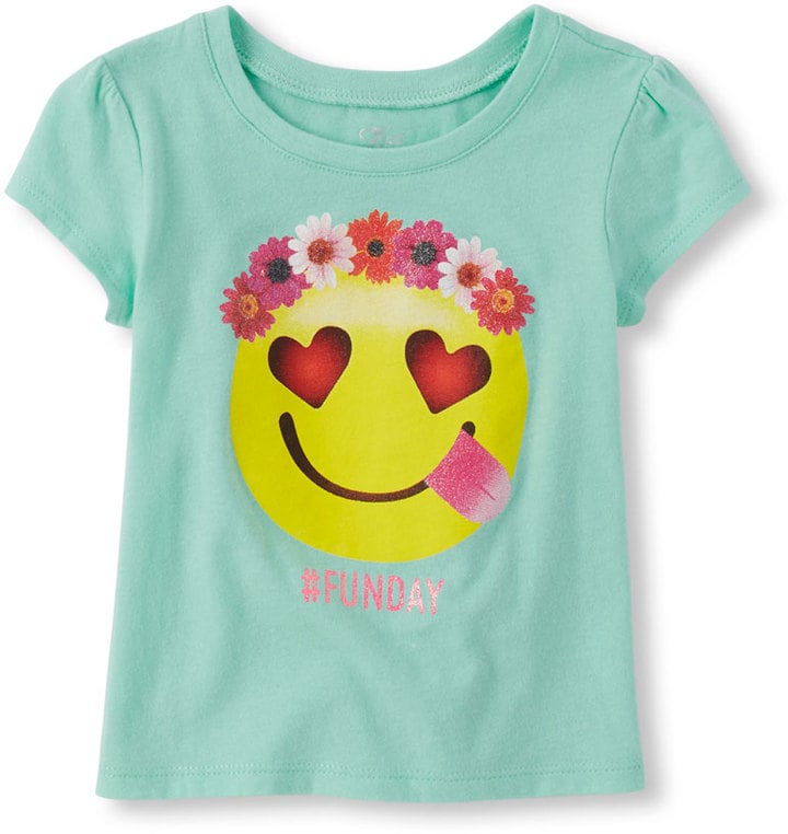 Girls Short Sleeve '#Funday' Emoji Graphic Tee