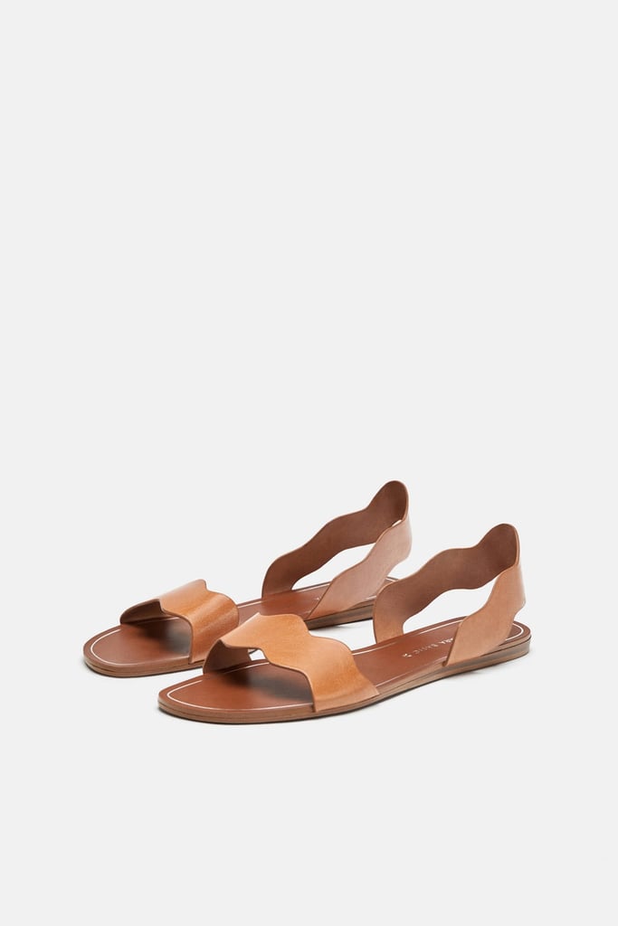 Leather Sandals With Wavy Strap