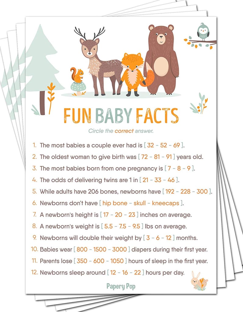 Baby Facts Game Cards