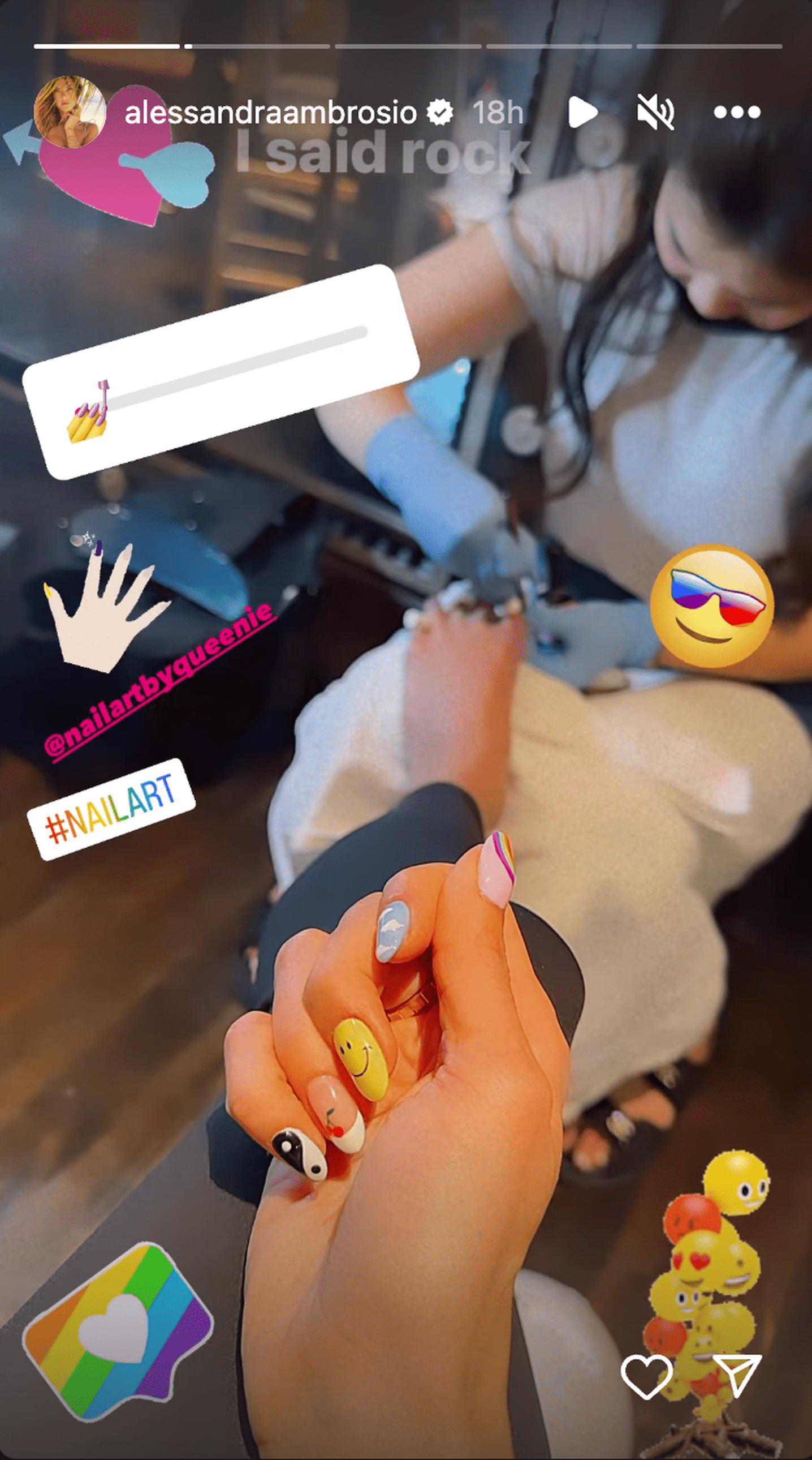 Alessandra Ambrosio’s Pride Nails With Mismatched Designs | PS Beauty