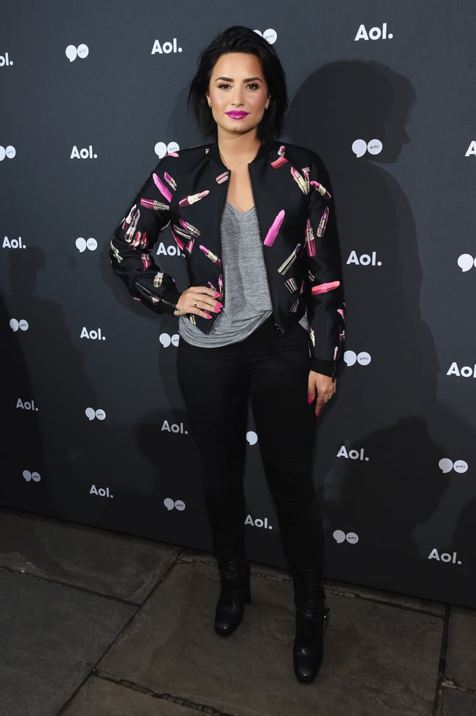 Demi Lovato Wearing Giamba Lipstick Jacket