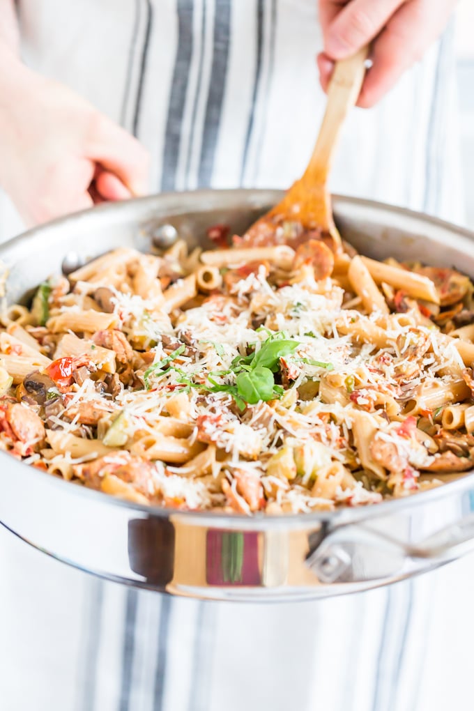 Creamy Tuscan Sun-Dried Tomato Pasta With Italian Sausage