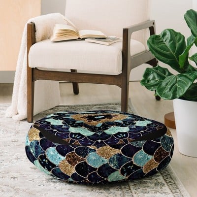 Monika Strigel Really Mermaid Mystic Blue Floor Pillow Blue