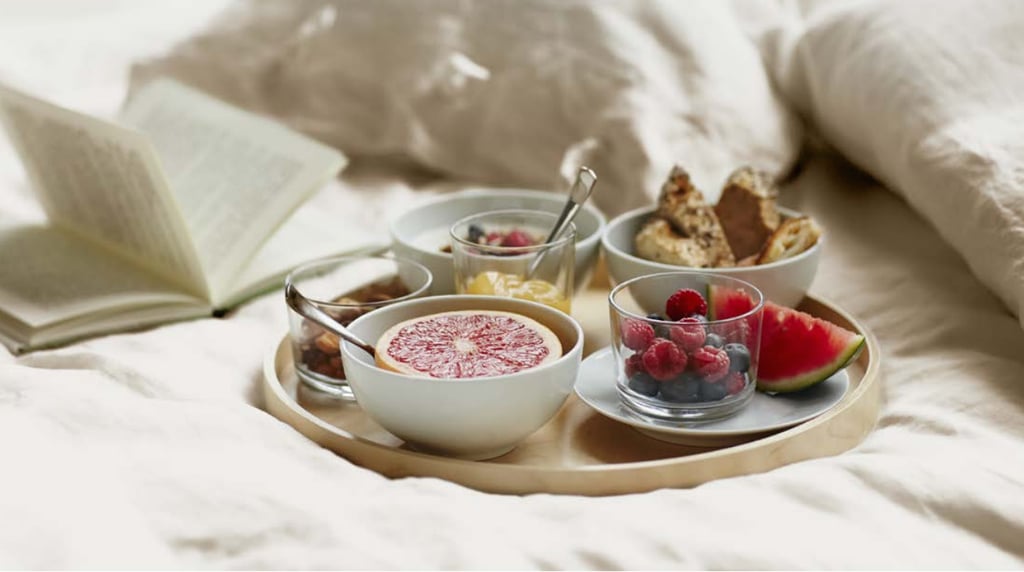 With tall edges and a durable build, the 365+ series bowl ($4) and glasses ($3 for a set of 6) are designed to keep up with the diverse ways people eat today, which can be at the table, in bed, or on the sofa.