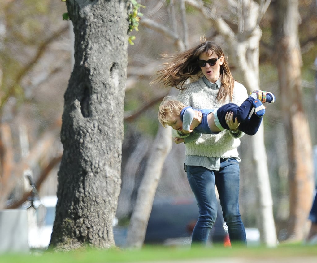 Jennifer Garner played with her son, Samuel, at the park in LA on Saturday.