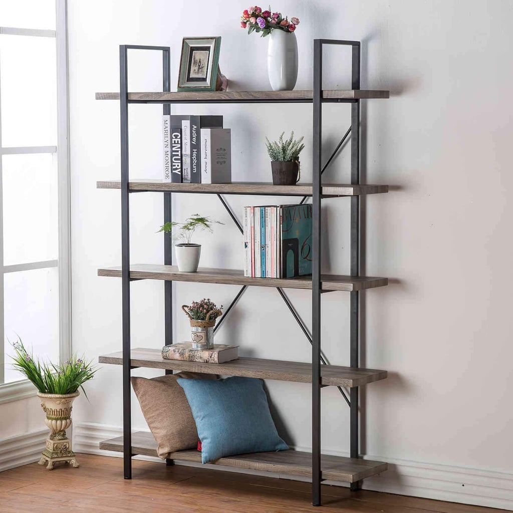 HSH Furniture 5-Shelf Vintage Industrial Rustic Bookshelf