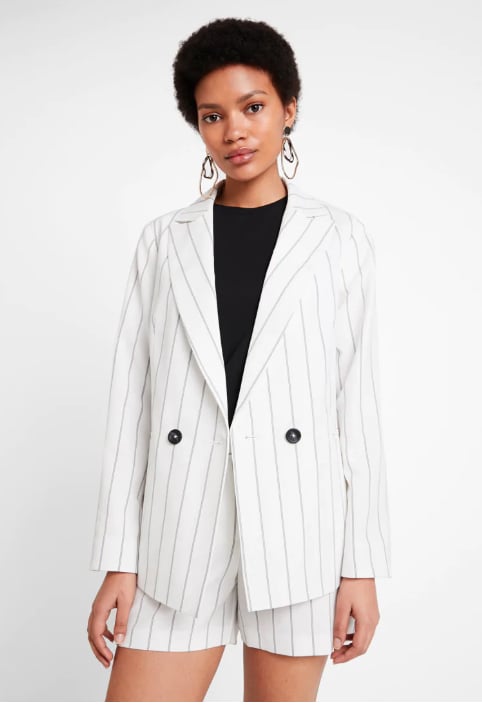 White pinstripe blazer clearance