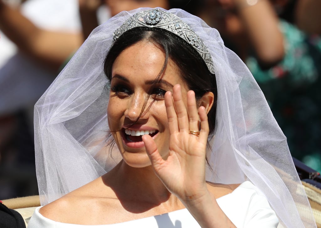 On May 19, 2018, Meghan Markle officially became a member of the British royal family. The 38-year-old former Suits star married Prince Harry at St. George's Chapel in London, and from the second she emerged from Cliveden House hotel with her mother, Doria Ragland, we couldn't help but gasp. Clad in a gorgeous white dress by Clare Waight Keller for Givenchy and wearing Queen Mary's diamond bandeau tiara, Meghan looked absolutely stunning as she made her way into the church and down the aisle to meet her groom. Later that evening, the happy couple changed into new looks and took off for their private evening reception, which was hosted by Prince Charles for the couple and their close friends and family. Meghan swapped her wedding gown for a sexy, sleeveless Stella McCartney gown.

    Related:

            
            
                                    
                            

            All the Dashing Royal Wedding Pictures of Prince Harry and His Best Man, Prince William
        
    
Life has likely been a whirlwind for Meghan; after all, not many women go from Hollywood actress to British royalty to mother of a royal baby in the span of three years. After beginning her relationship with Harry back in 2016, Meghan kept a low profile as the two met up for secret rendezvous around the world. Finally, they made their first public appearance as a couple at the Invictus Games in September 2017, and they announced their engagement two months later. Since Harry popped the question (over a roast chicken dinner, no less) and married his love, Meghan has been baptized into the Church of England, undergone royal training, spent Christmas with the queen, and embarked on multiple international royal engagements.
Meghan and Harry's wedding day was just the beginning. The birth of their new baby boy, Archie Harrison Mountbatten-Windsor, and their new lives separate from the royal family show that their love story has many more chapters left. Keep reading to reflect on all of Meghan's photos from the royal wedding!

    Related:

            
            
                                    
                            

            This Will Be Meghan Markle&apos;s Royal Title Now That She&apos;s Married to Prince Harry