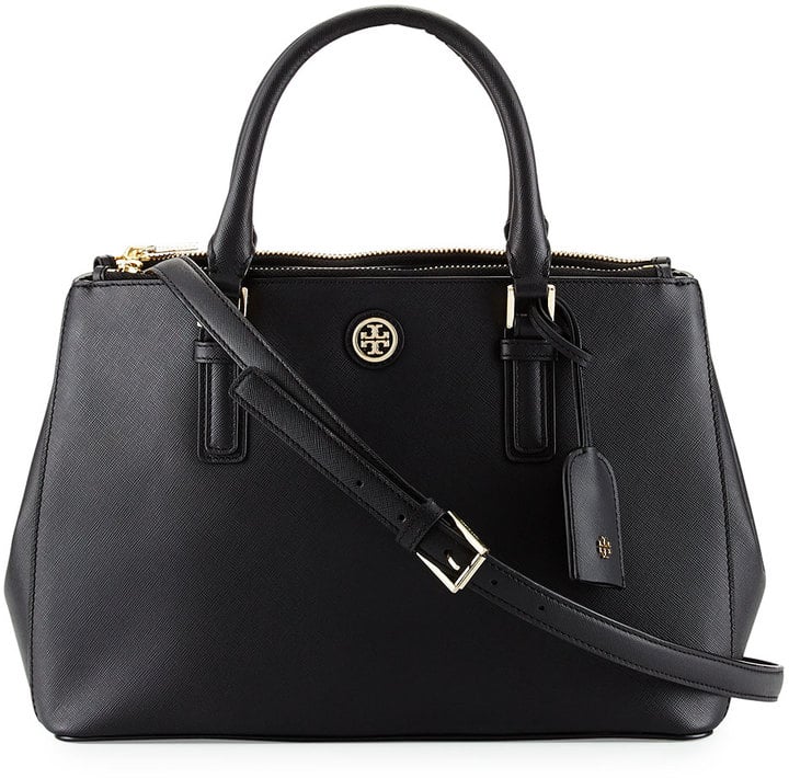 Tory Burch Robinson Mini Double Saffiano Satchel Bag, Black ($495)