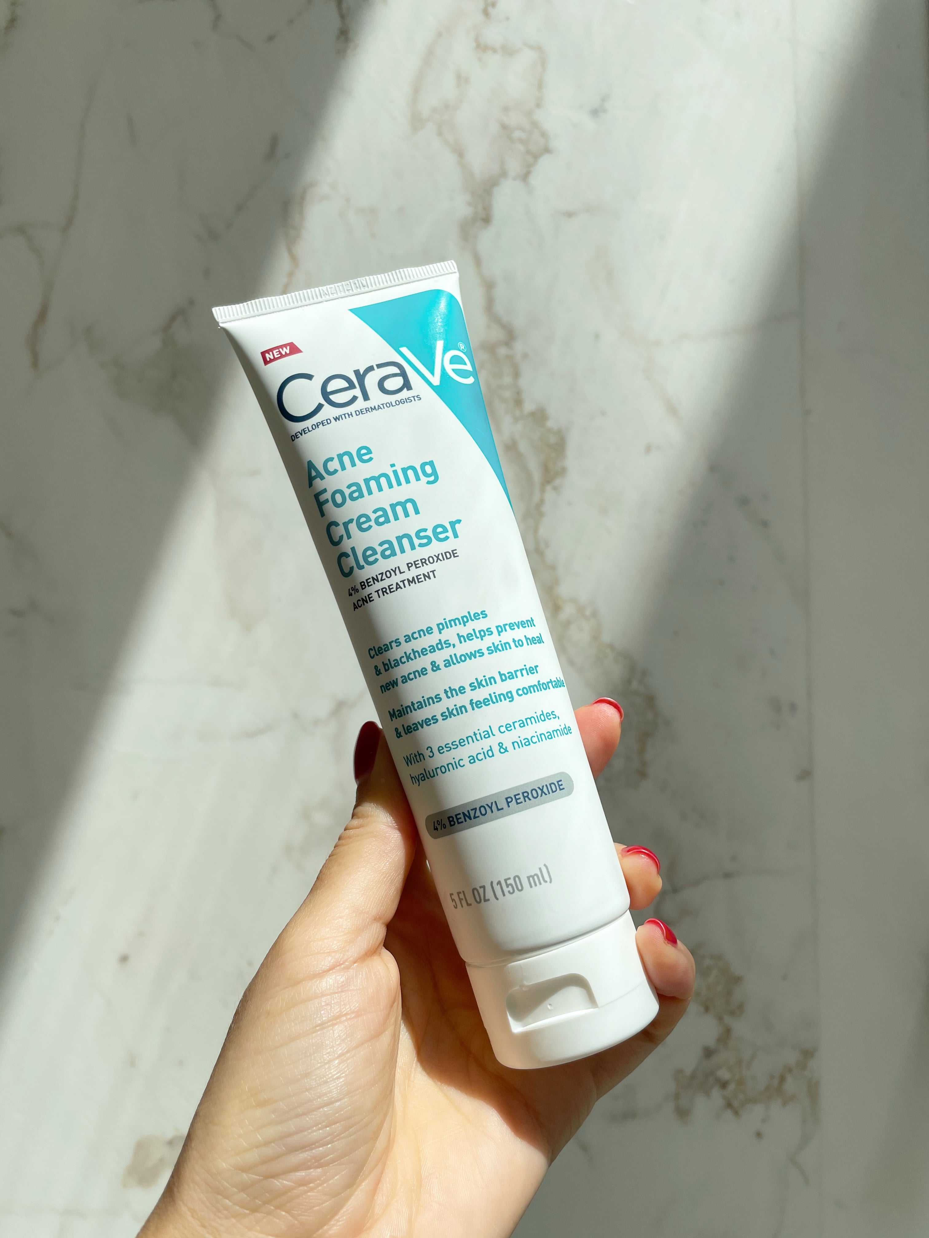 Acne Foaming Cream Wash BPO 10% for Face & Body - CeraVe