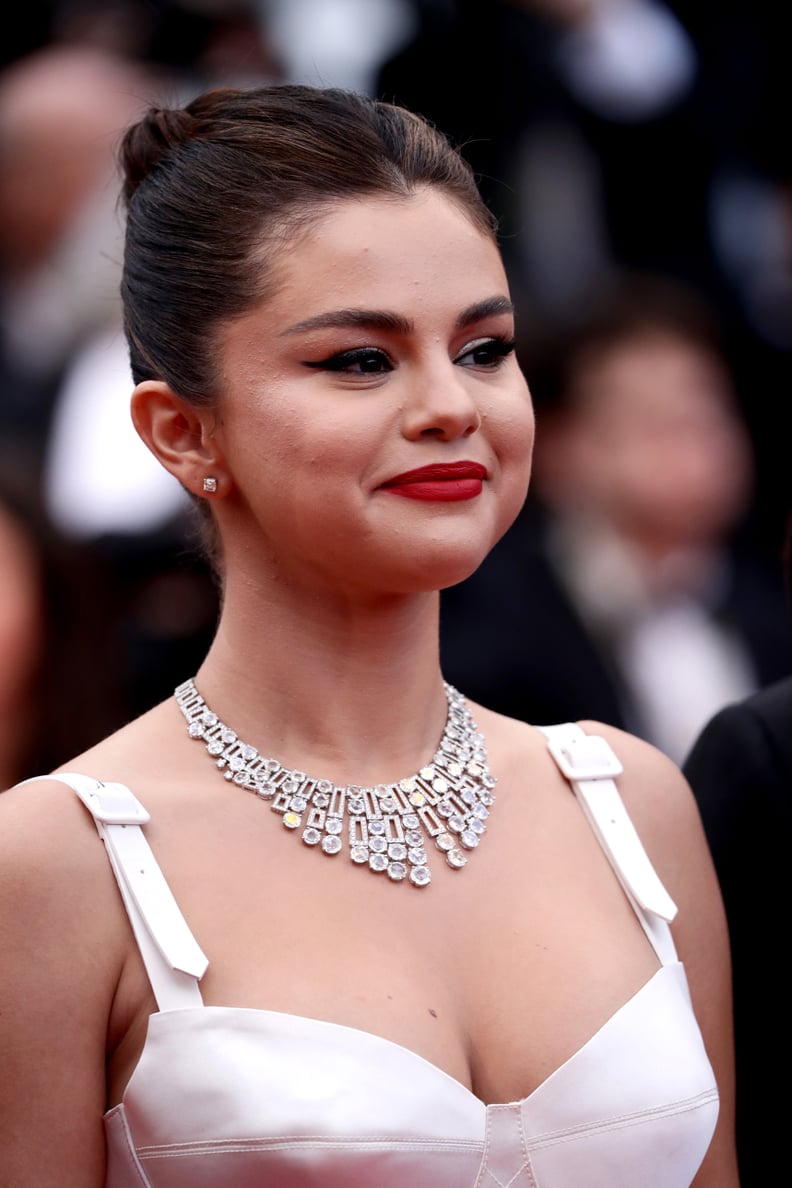 Selena Gomez Louis Vuitton Crop Top and Skirt at Cannes 2019