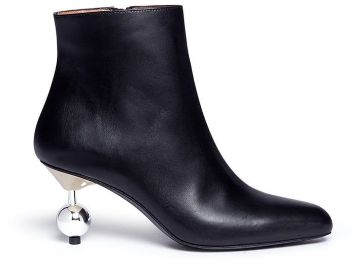 Marni Orb Pin Heel Leather Ankle Boots