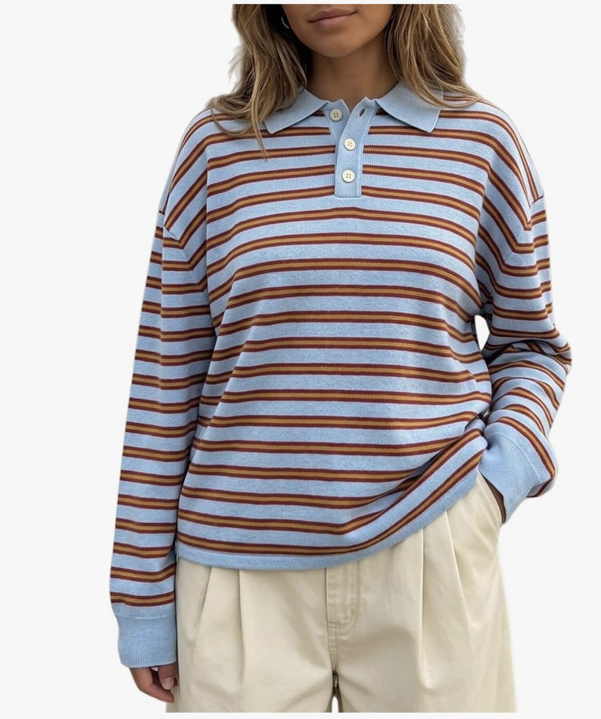 Oversized Striped Knitted Rugby Shirt