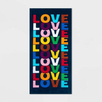 Love Rainbow Stripe Beach Towel