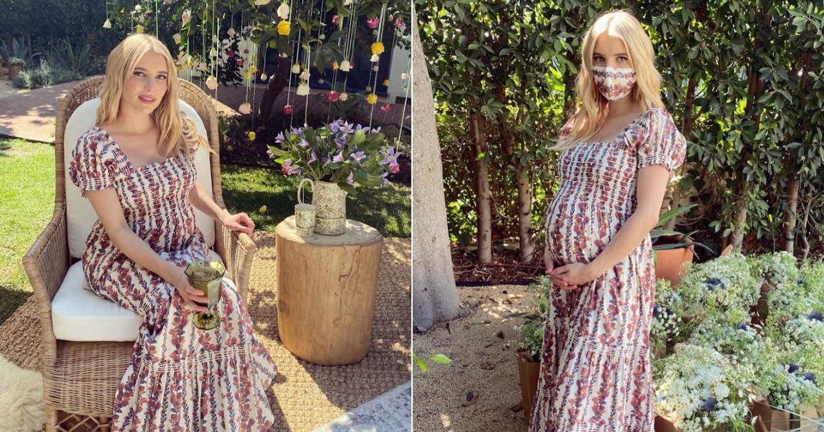 Emma Roberts Wears a Tory Burch Dress For Her Baby Shower | POPSUGAR Fashion
