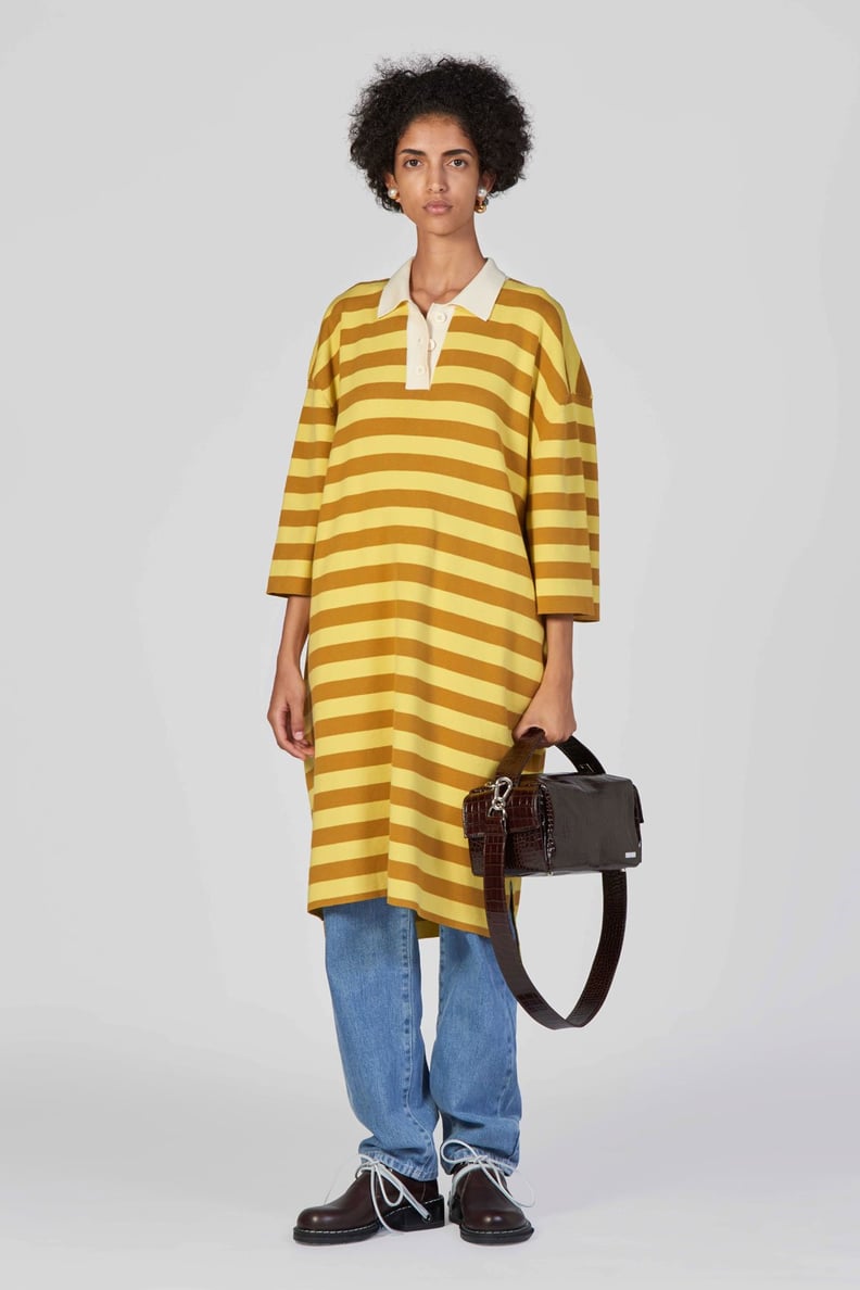 Shop Soko's Sunnei Striped Polo Dress and Miu Miu Sandals | POPSUGAR ...