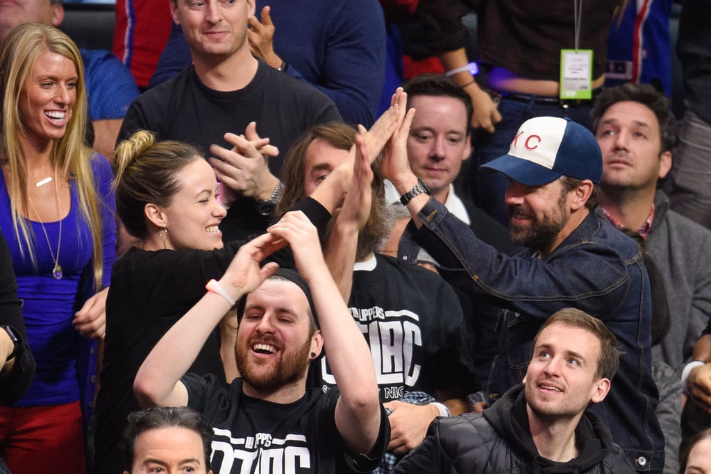 Olivia Wilde, Jason Sudeikis, and Will Forte Clippers Game
