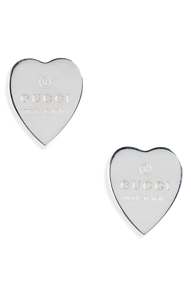 Designer Earrings: Gucci Trademark Heart Stud Earrings