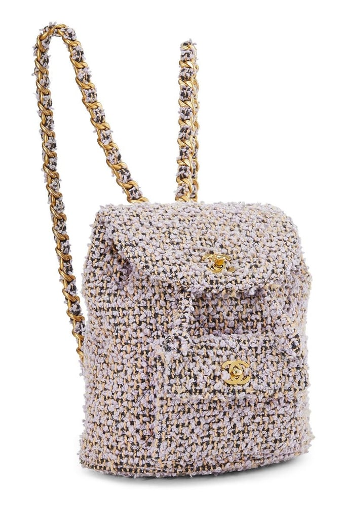 Chanel Purple Quilted Tweed Classic Backpack